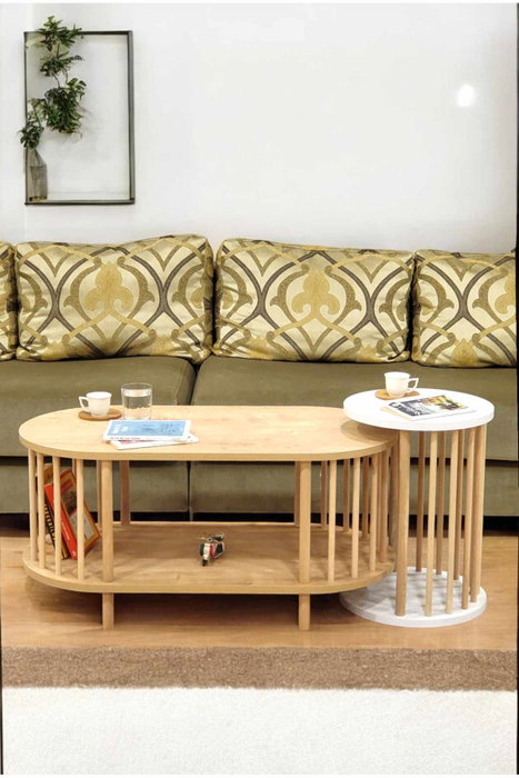 Hanah Home Peka111-125 Juego de mesas de café Roble Zafiro y Blanco Hanah Home Peka111-125 Juego de mesas de café Roble Zafiro y Blanco